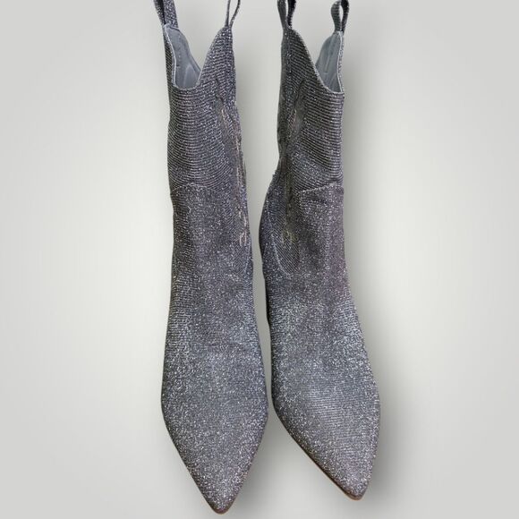 MIA Gypsi Glitter Western Boots Silver Size 6.5M - Picture 2 of 7